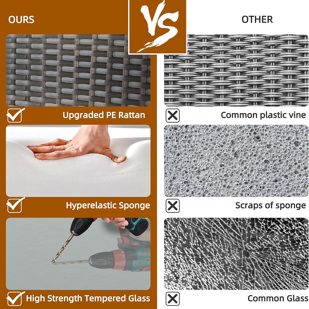 Shintenchi Patio Furniture 4 Pieces Wicker Patio Furniture Sets