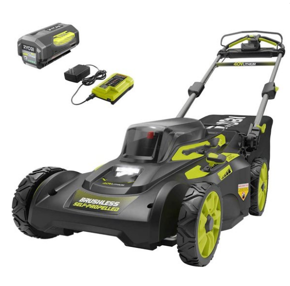 RYOBI 20 in. 40-Volt 6.0 Ah Lithium-Ion Battery Brushless Cordless Walk Behind Self-Propelled Lawn Mower with Charger Included