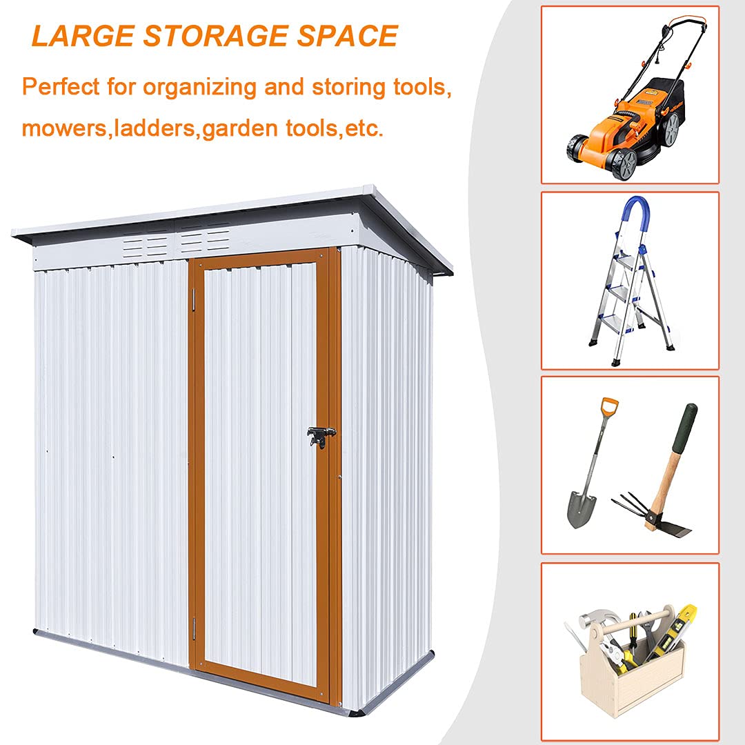 【Storage Shed】5 x 3 FT Outdoor Storage Sheds,Metal Sheds Outdoor Storage for Patio Lawn Backyard