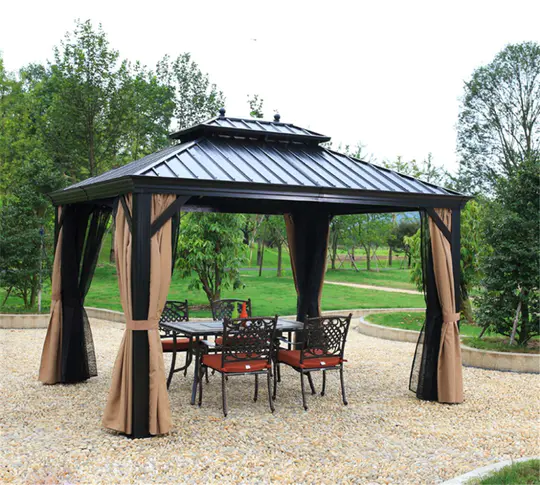 【Gazebo】【BS】Hardtop Gazebo with Netting and Curtains for Patios, Gardens, Lawns & Outdoor Activities