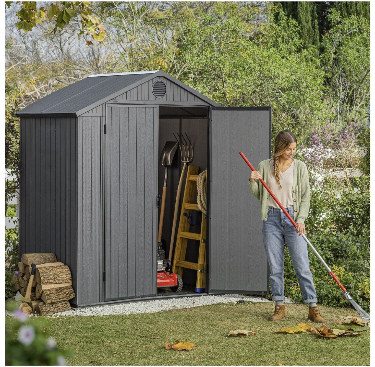 Keter Darwin 6 X 4 Ft Double Door Shed, Garden Storage Shed - Grey