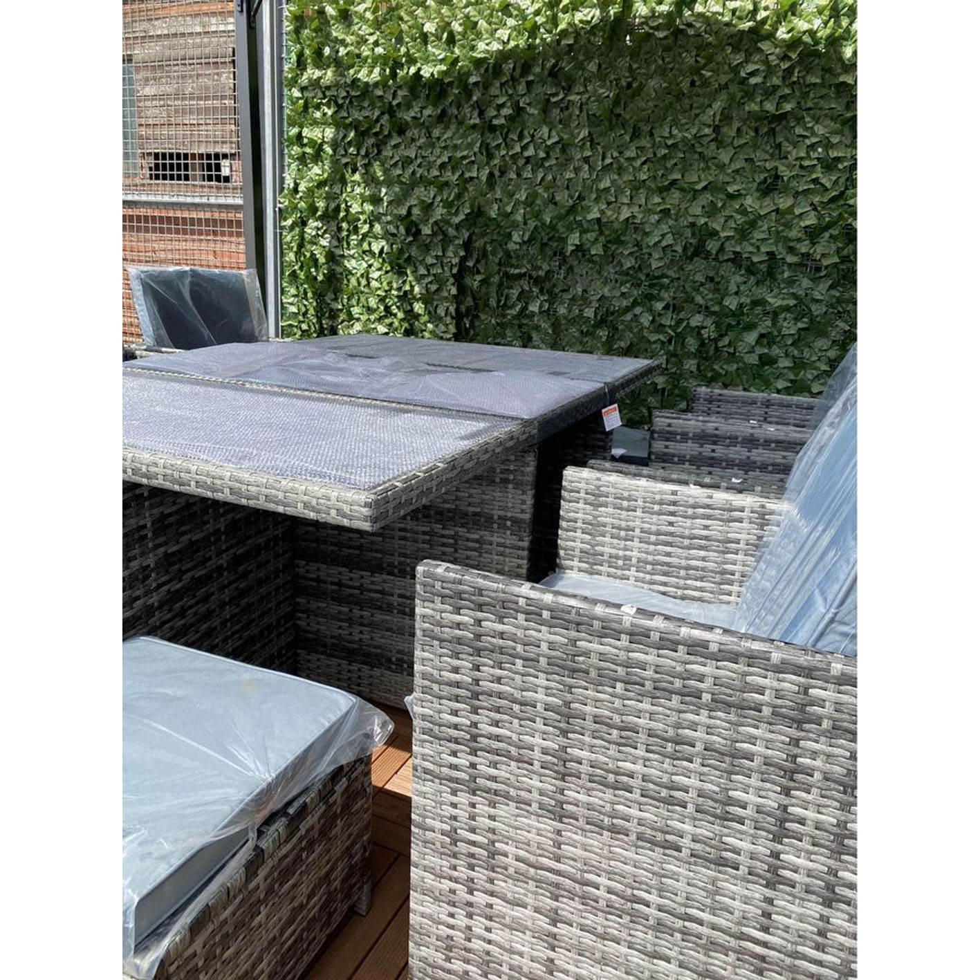10 seat grey rattan patio garden dining set table and chairs