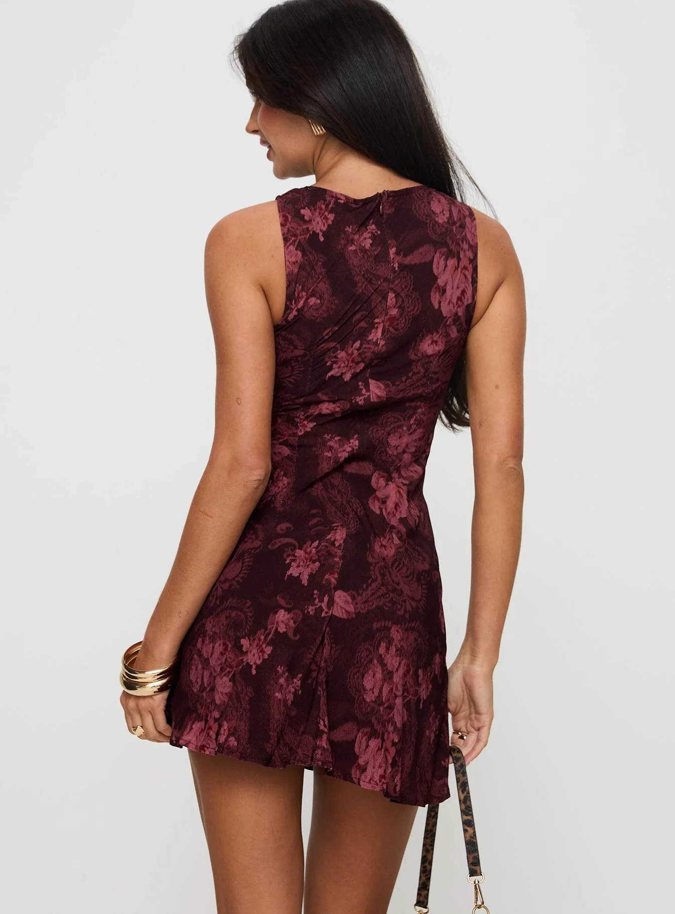 Vivre Mini Dress Burgundy Paisley