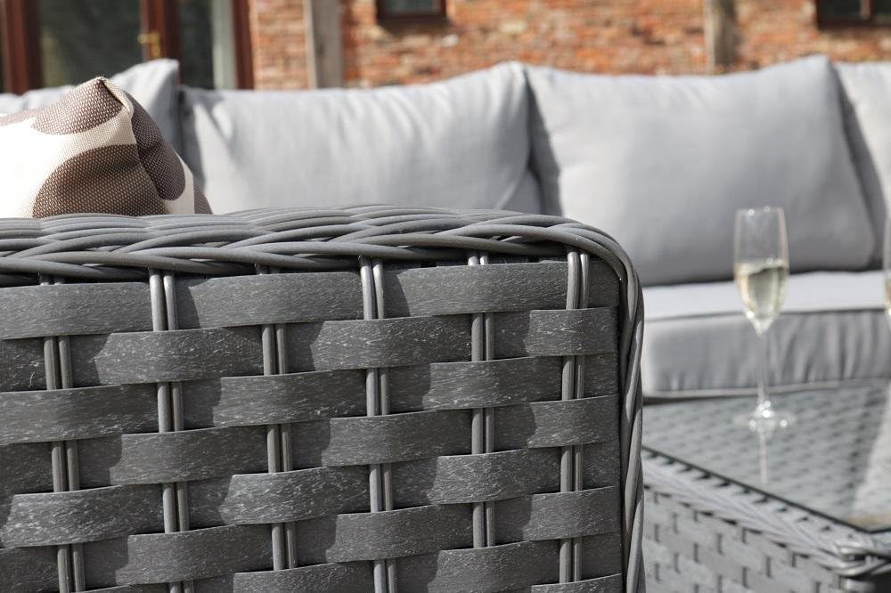 YAKOE 50020 Papaver Conservatory Modular 9 Seater Rattan Corner Garden Sofa Furniture Set - Grey