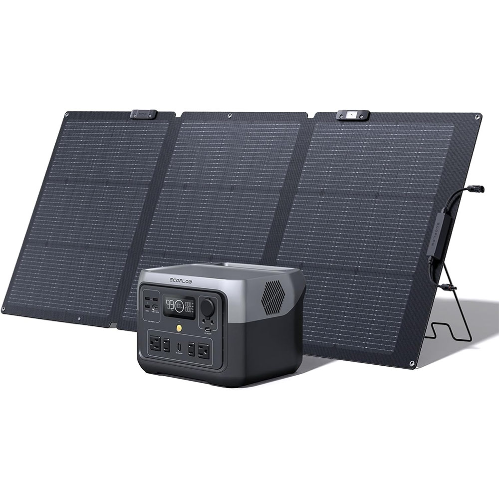 EF ECOFLOW RIVER 2 Max Solar Generator 512Wh Long Life LiFePO4 Portable Power Station and 160W Solar Panel