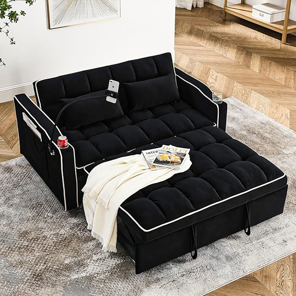 Convertible Sofa Bed,3-in-1 Velvet Sleeper Couch Pull-Out Bed