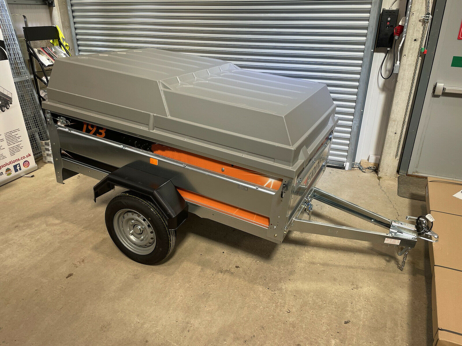 Newly assembled Erde 193 box car camper trailer with lockable ABS hard top