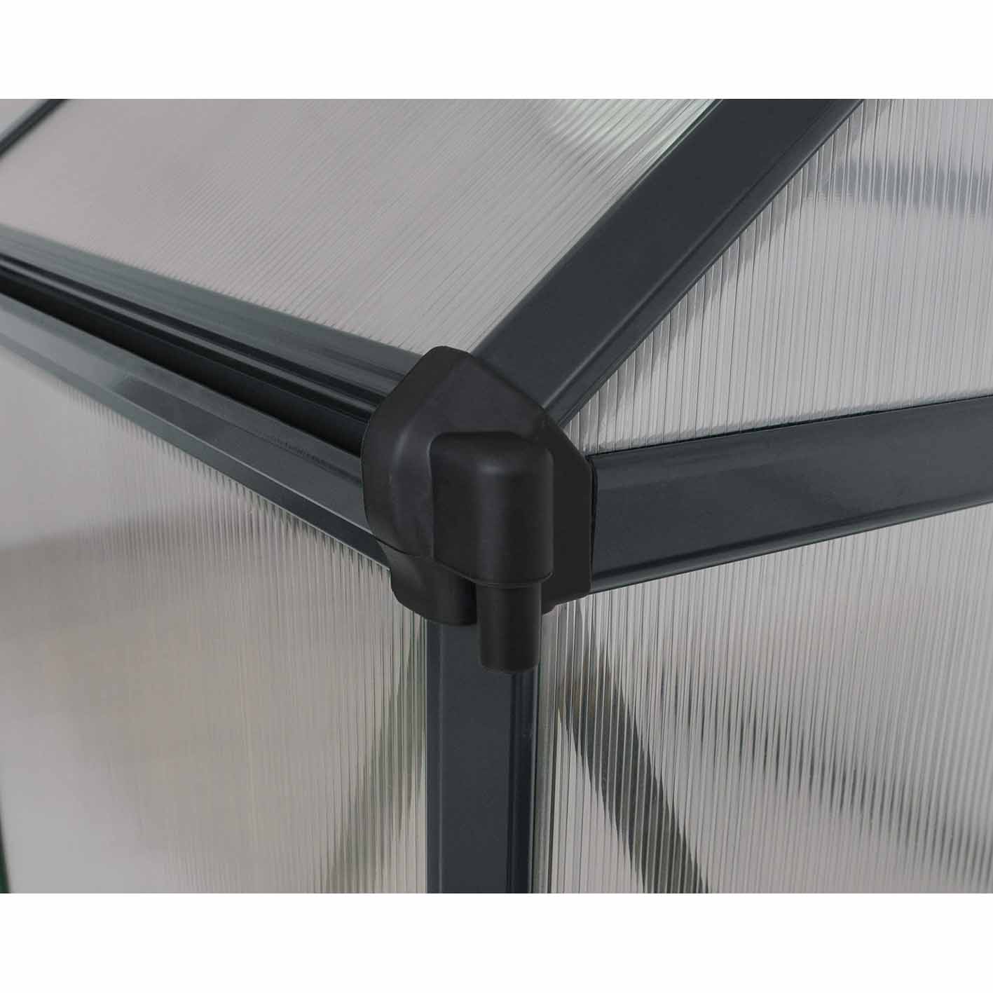 Palram Canopia Mythos 6x10 Silver Greenhouse -TwinWall Polycarbonate, Aluminum Frame, Base Included