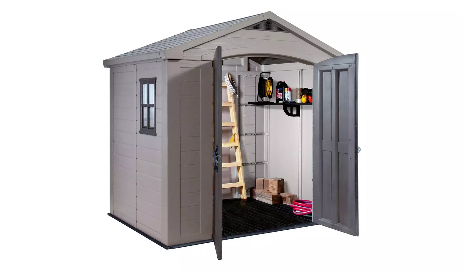 Keter Factor Apex Garden Storage Shed 8 x 6ft – Beige/Brown
