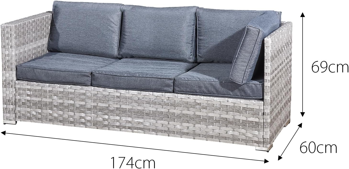 Oseasons Acorn Rattan 5 Seat Lounge Sofa Set in Dove Grey