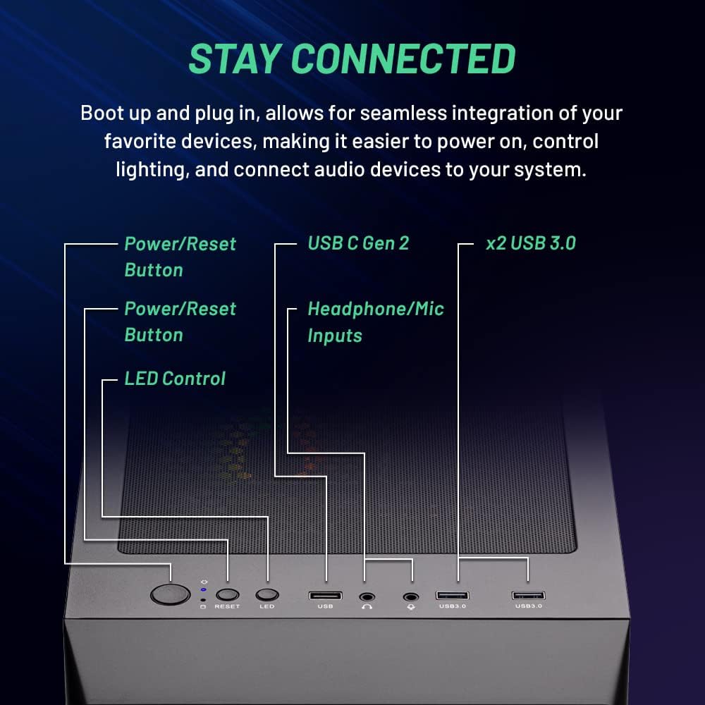 Skytech Archangel Gaming Computer PC Desktop – Ryzen 5 3600 3.6GHz, GTX 1660 Super 6G, 500GB SSD, 16GB DDR4 3200MHz, RGB Fans, Windows 11 Home 64-bit, 802.11AC Wi-Fi