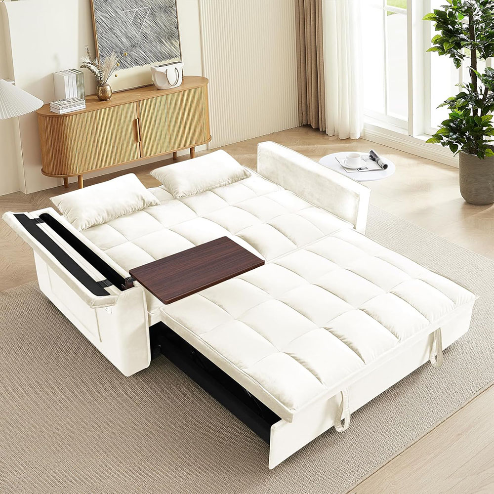 Convertible Sofa Bed,3-in-1 Velvet Sleeper Couch Pull-Out Bed